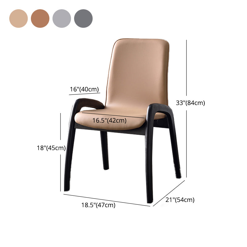 Modern Style Arm Chair Black Wood Legs Side Chair with Upholstered for Dining Room