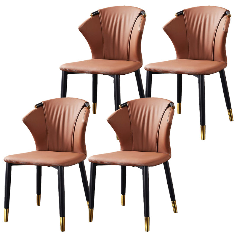 Glam Style Armless Chair Faux Leather Wingback Parsons Chair for Kitchen