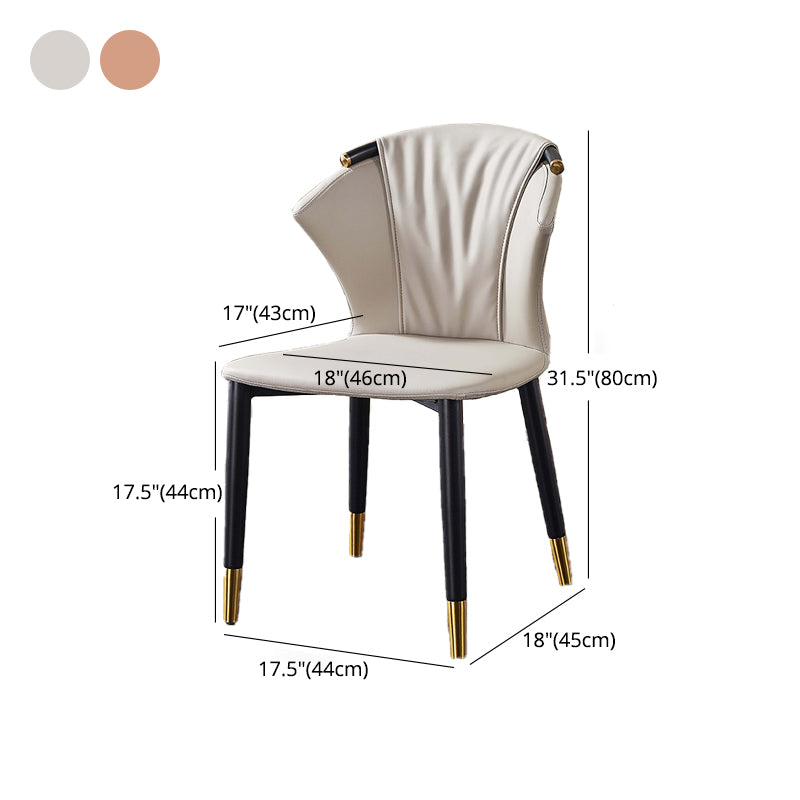 Glam Style Armless Chair Faux Leather Wingback Parsons Chair for Kitchen