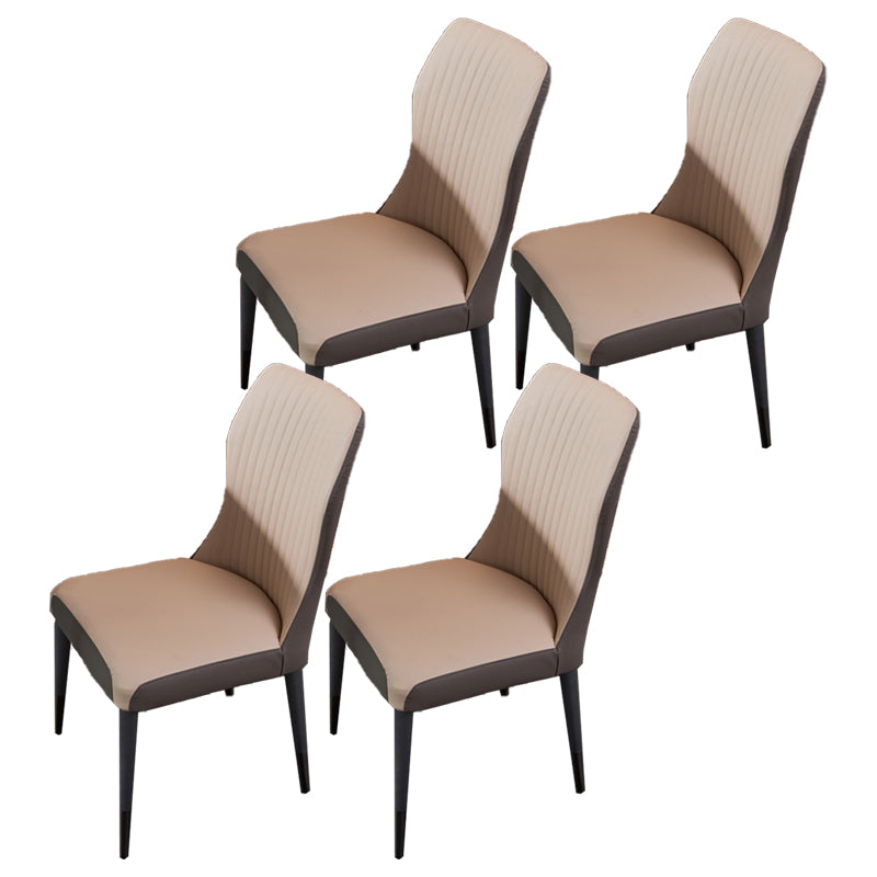 Nordic Style Armless Chair Wood PU Leather Wingback Parsons Chair for Kitchen