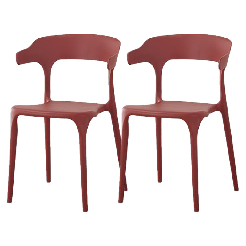 Contemporary Plastic Patio Dining Side Chair Open Back Stacking Side Chair