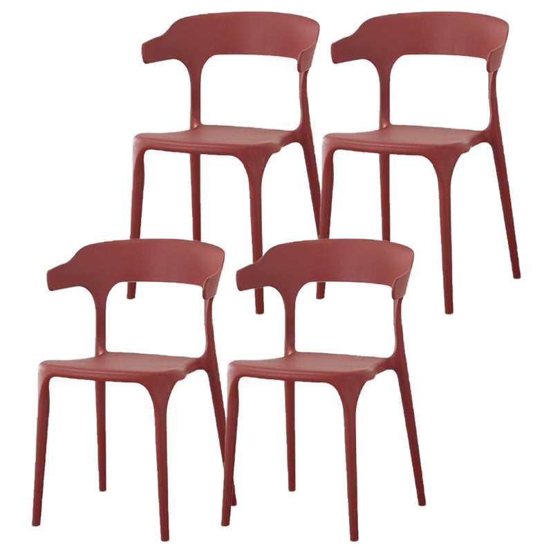 Contemporary Plastic Patio Dining Side Chair Open Back Stacking Side Chair