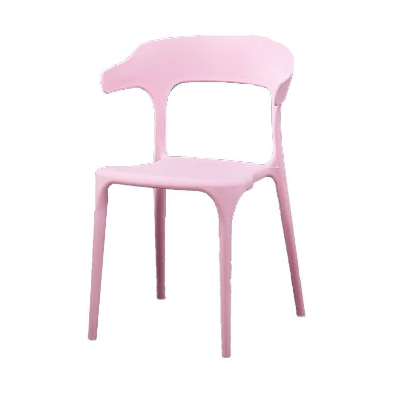 Contemporary Plastic Patio Dining Side Chair Open Back Stacking Side Chair