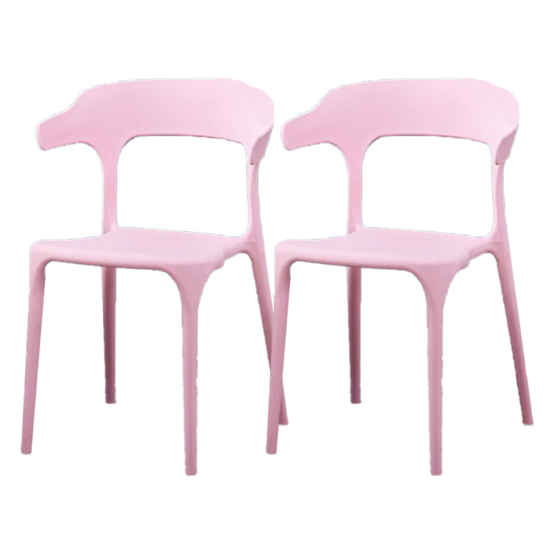 Contemporary Plastic Patio Dining Side Chair Open Back Stacking Side Chair