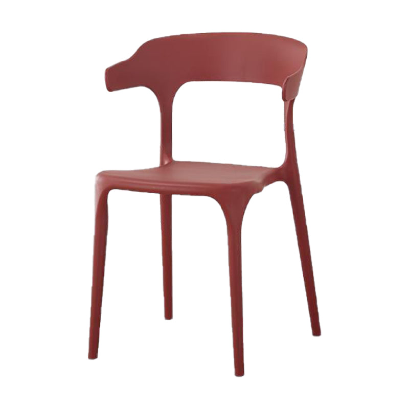 Contemporary Plastic Patio Dining Side Chair Open Back Stacking Side Chair