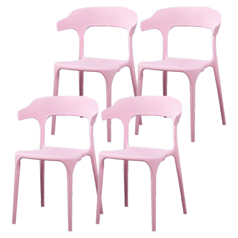 Contemporary Plastic Patio Dining Side Chair Open Back Stacking Side Chair