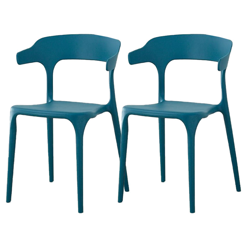 Contemporary Plastic Patio Dining Side Chair Open Back Stacking Side Chair