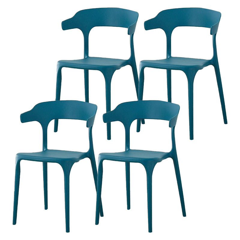 Contemporary Plastic Patio Dining Side Chair Open Back Stacking Side Chair