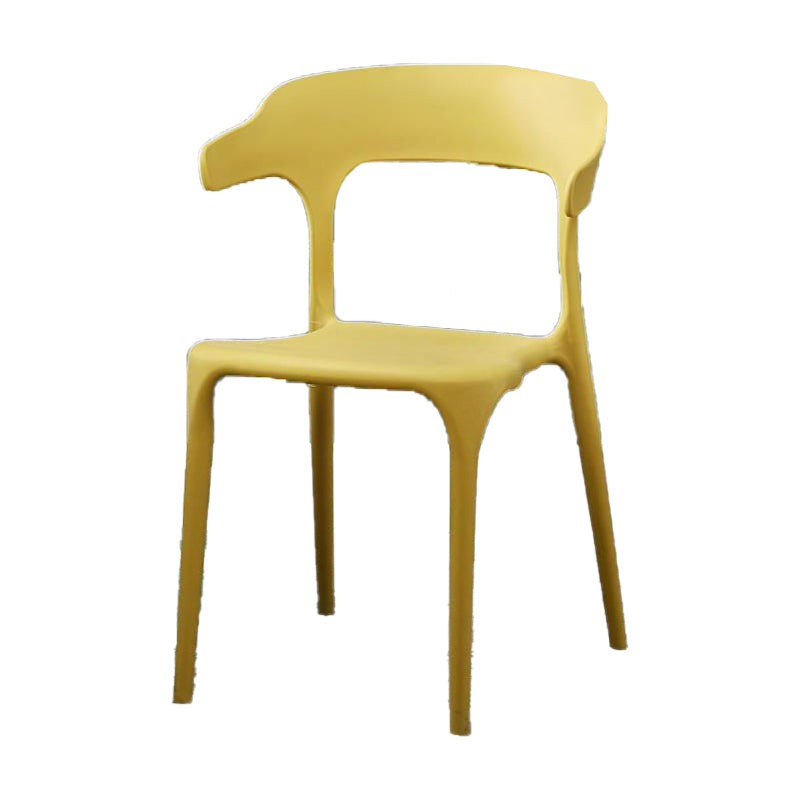 Contemporary Plastic Patio Dining Side Chair Open Back Stacking Side Chair