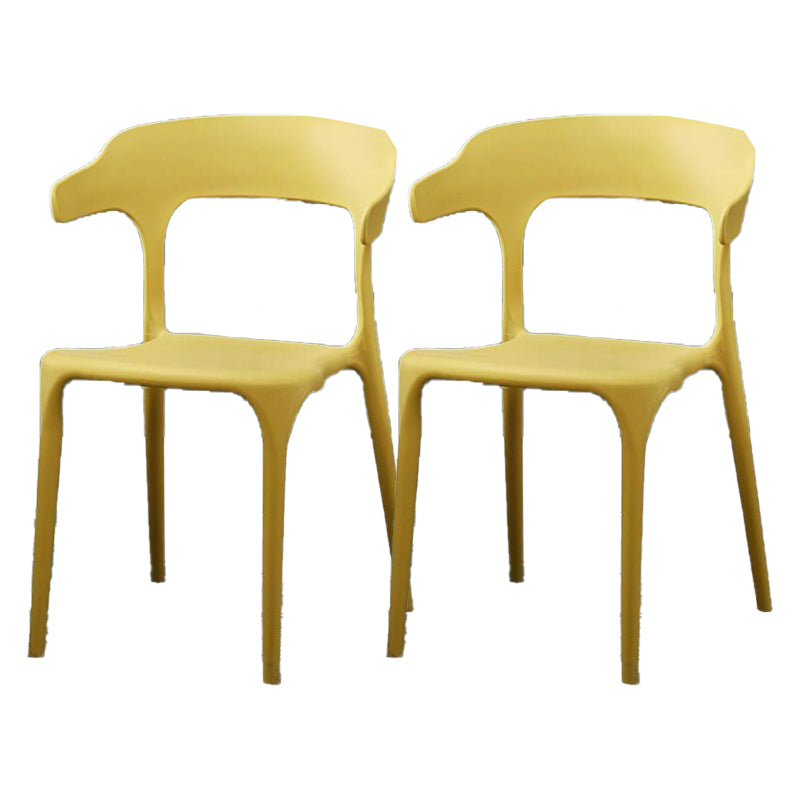 Contemporary Plastic Patio Dining Side Chair Open Back Stacking Side Chair