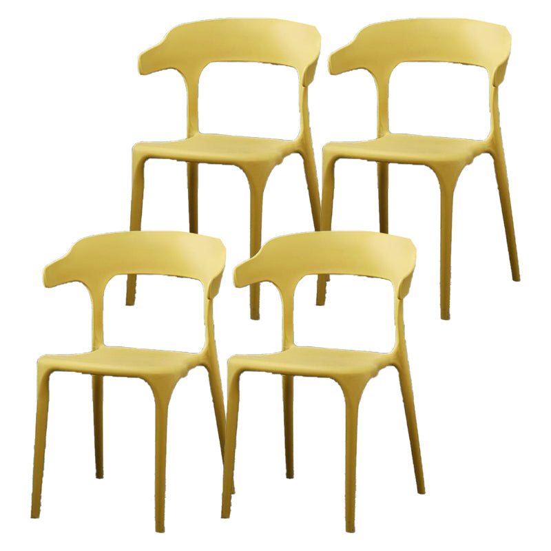 Contemporary Plastic Patio Dining Side Chair Open Back Stacking Side Chair