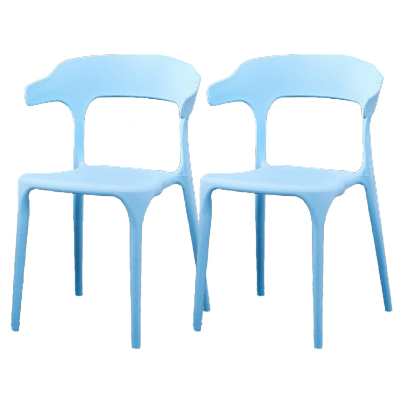 Contemporary Plastic Patio Dining Side Chair Open Back Stacking Side Chair