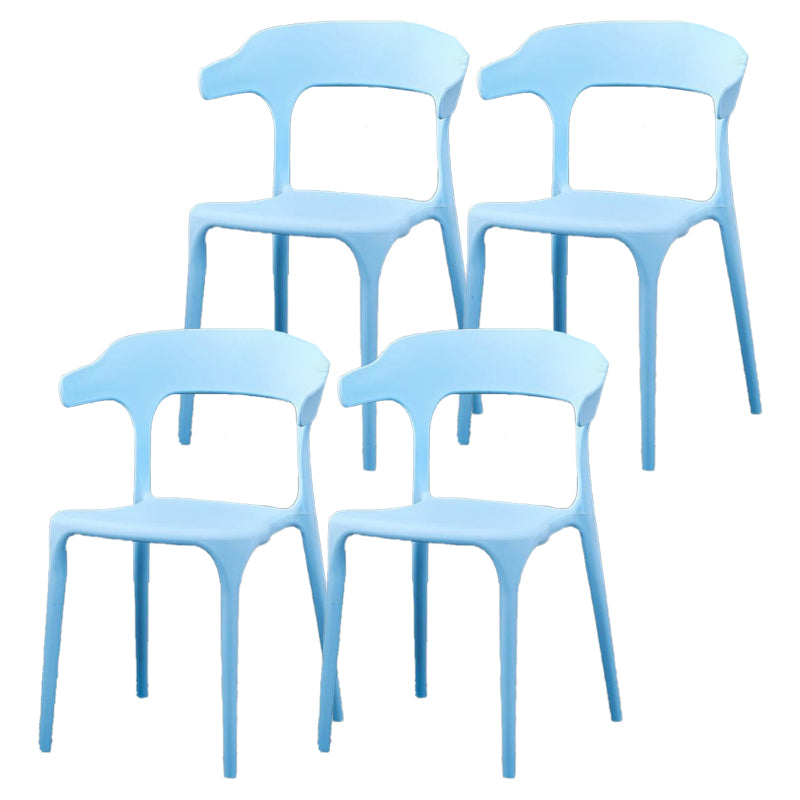 Contemporary Plastic Patio Dining Side Chair Open Back Stacking Side Chair