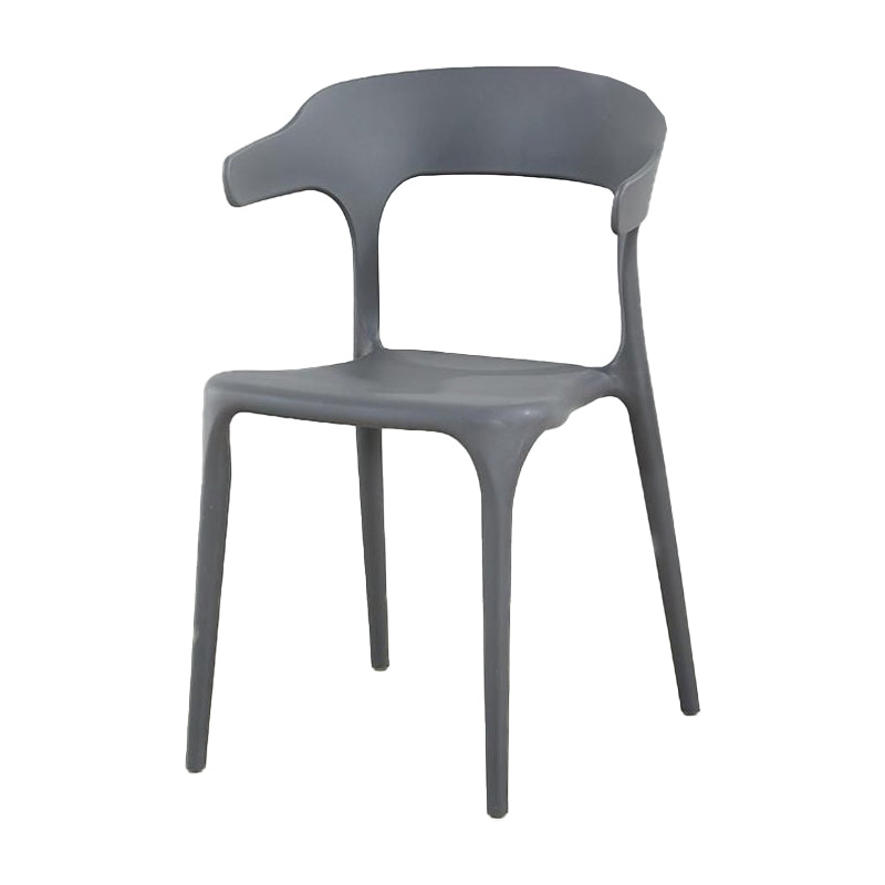 Contemporary Plastic Patio Dining Side Chair Open Back Stacking Side Chair