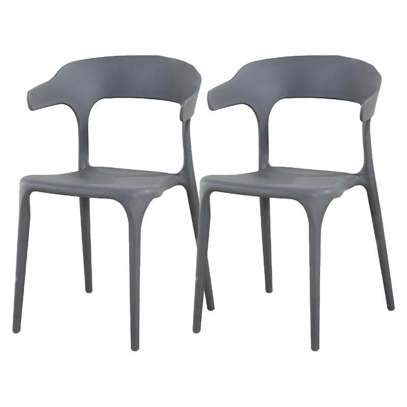 Contemporary Plastic Patio Dining Side Chair Open Back Stacking Side Chair