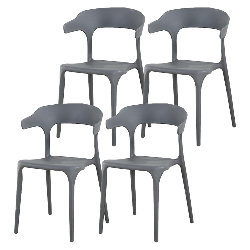 Contemporary Plastic Patio Dining Side Chair Open Back Stacking Side Chair