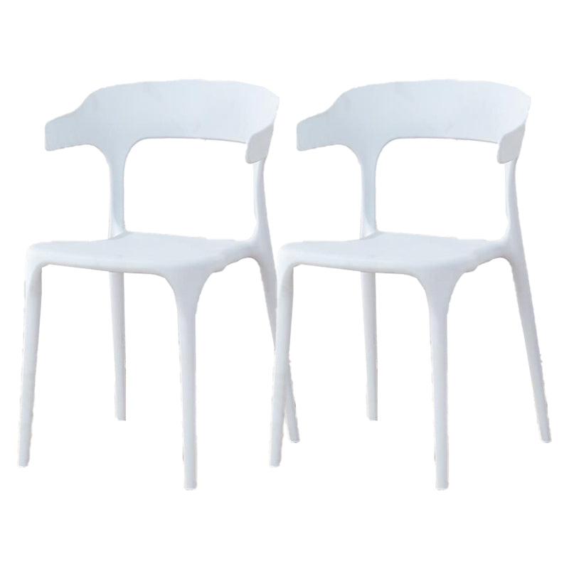 Contemporary Plastic Patio Dining Side Chair Open Back Stacking Side Chair