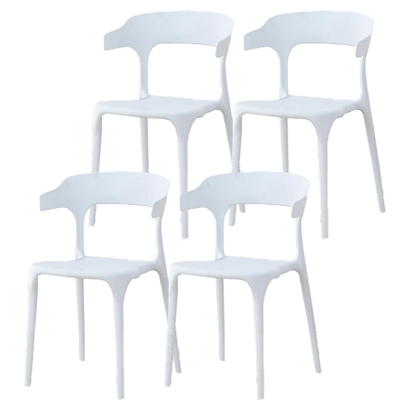 Contemporary Plastic Patio Dining Side Chair Open Back Stacking Side Chair