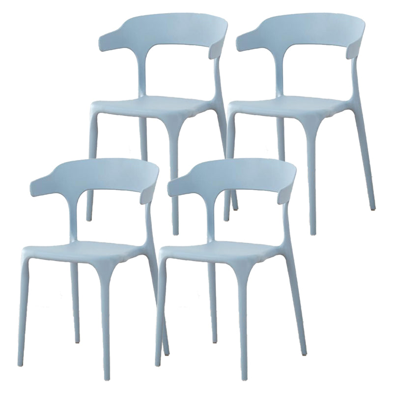 Contemporary Plastic Patio Dining Side Chair Open Back Stacking Side Chair