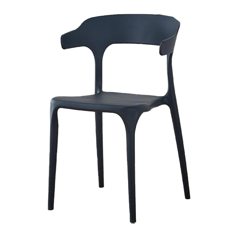 Contemporary Plastic Patio Dining Side Chair Open Back Stacking Side Chair