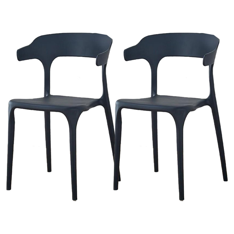 Contemporary Plastic Patio Dining Side Chair Open Back Stacking Side Chair