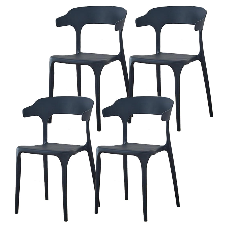 Contemporary Plastic Patio Dining Side Chair Open Back Stacking Side Chair