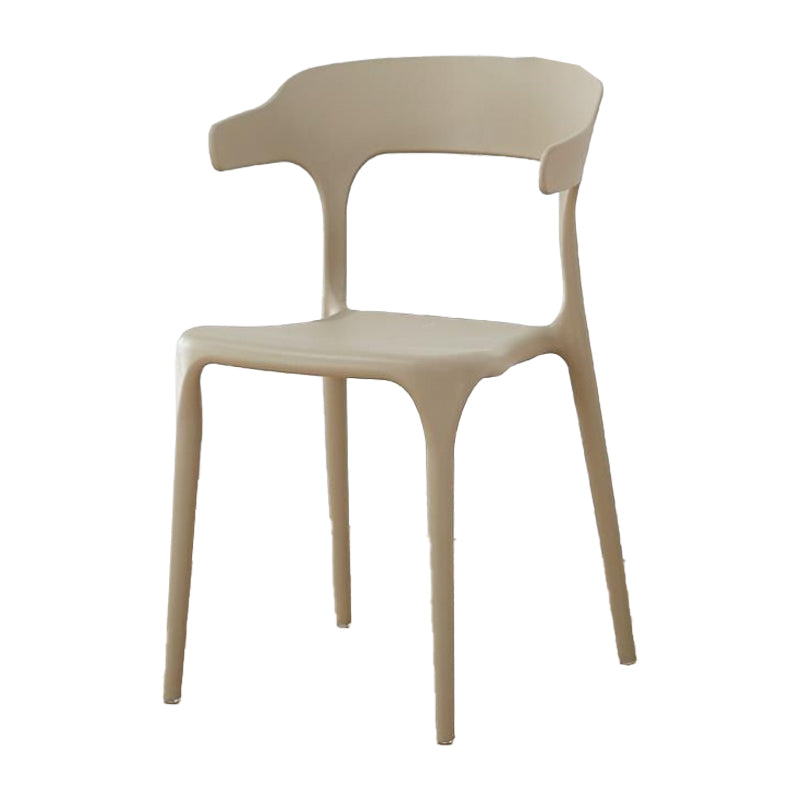 Contemporary Plastic Patio Dining Side Chair Open Back Stacking Side Chair