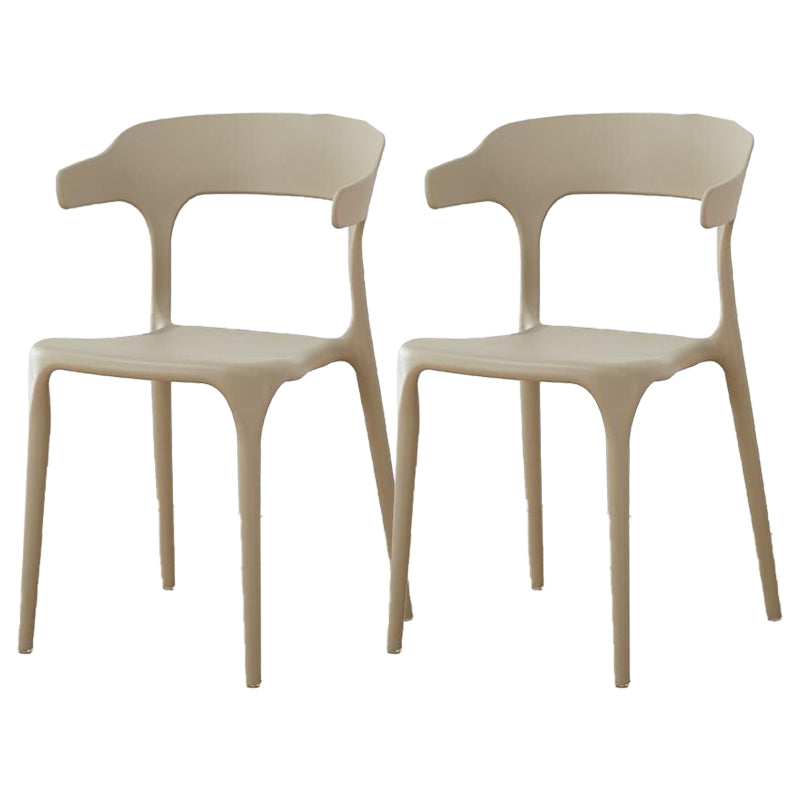 Contemporary Plastic Patio Dining Side Chair Open Back Stacking Side Chair