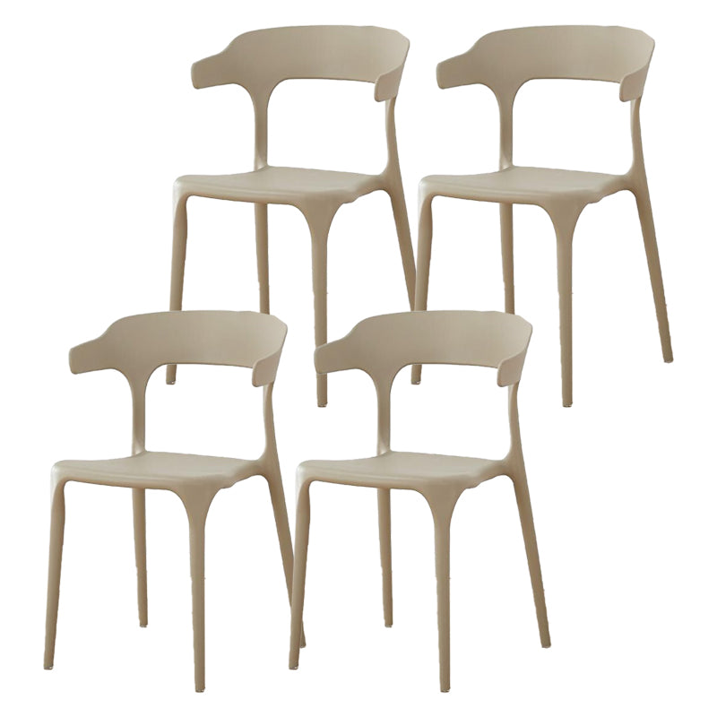 Contemporary Plastic Patio Dining Side Chair Open Back Stacking Side Chair