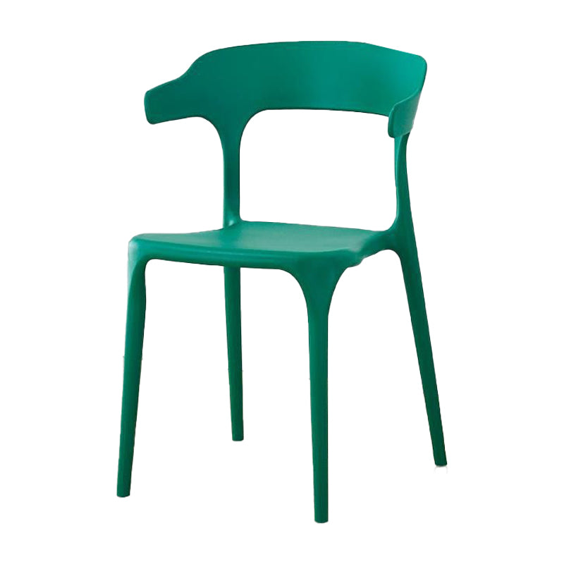 Contemporary Plastic Patio Dining Side Chair Open Back Stacking Side Chair