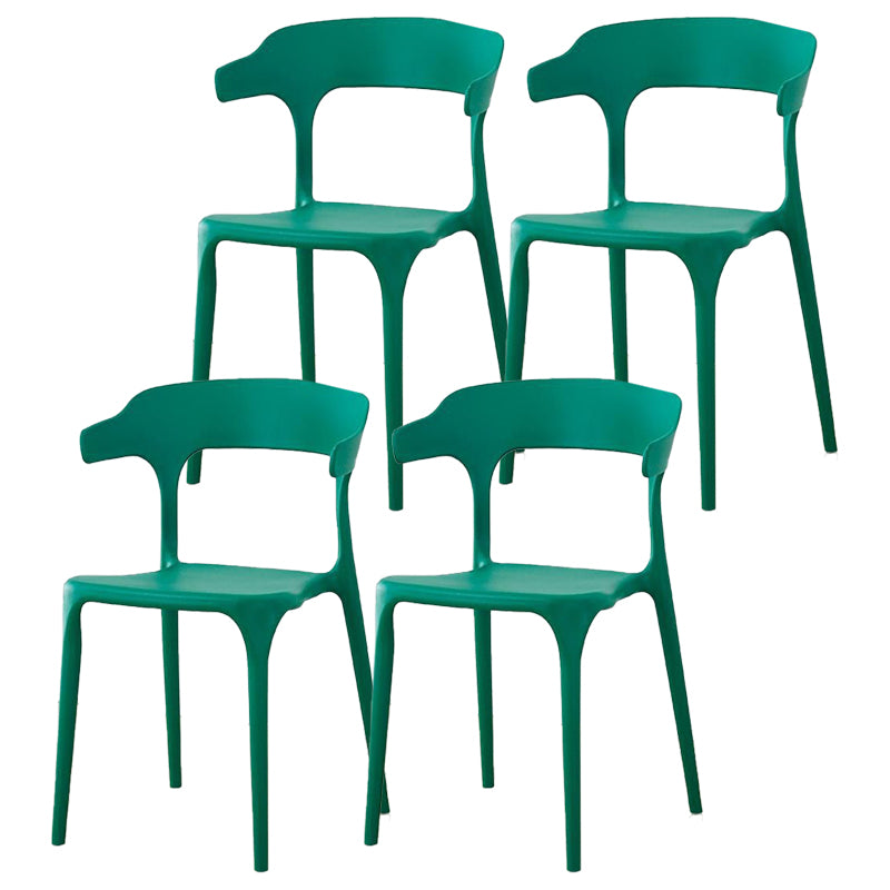 Contemporary Plastic Patio Dining Side Chair Open Back Stacking Side Chair