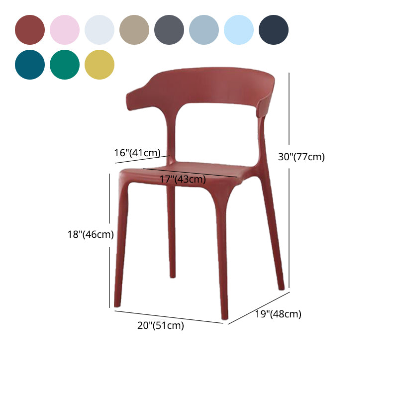 Contemporary Plastic Patio Dining Side Chair Open Back Stacking Side Chair