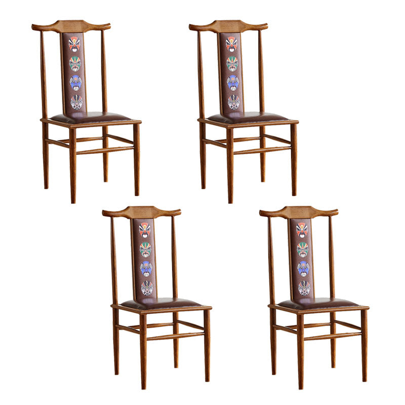 Traditional Style Dining Chair Armless Chairs with Wooden Legs for Kitchen