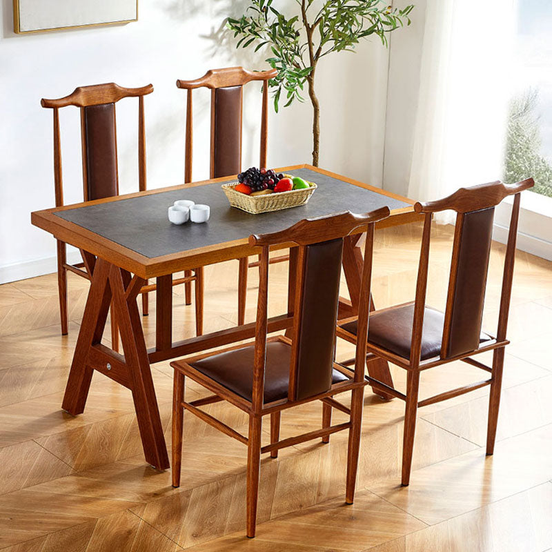 Traditional Style Dining Chair Armless Chairs with Wooden Legs for Kitchen