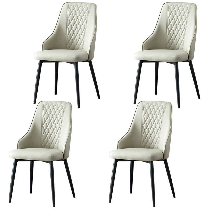 Modern Dining Parsons Chair Armless Chair with Metal Legs for Kitchen