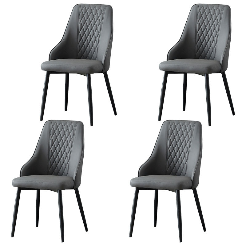 Modern Dining Parsons Chair Armless Chair with Metal Legs for Kitchen