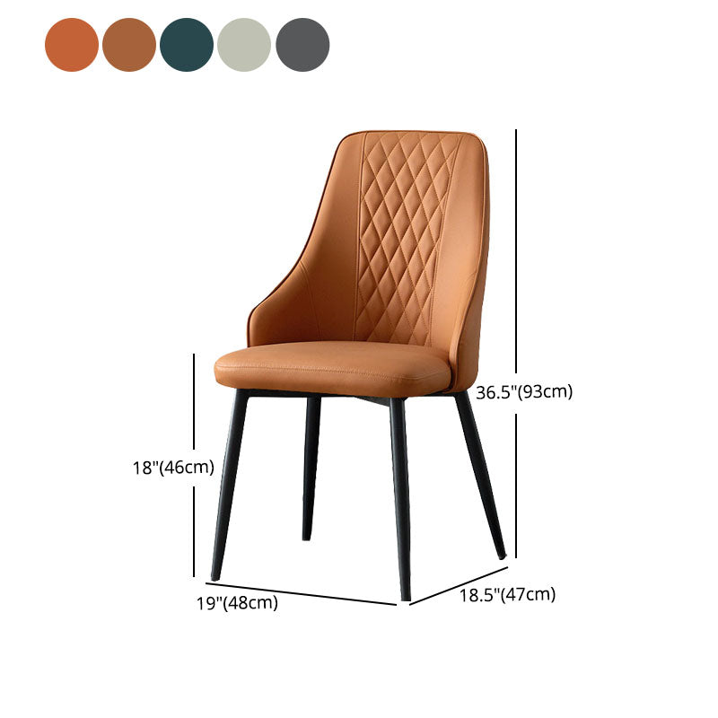 Modern Dining Parsons Chair Armless Chair with Metal Legs for Kitchen