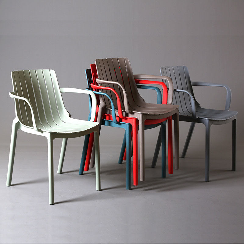 Contemporary Style Stackable Chairs Dining Arm Chairs with Plastic Legs