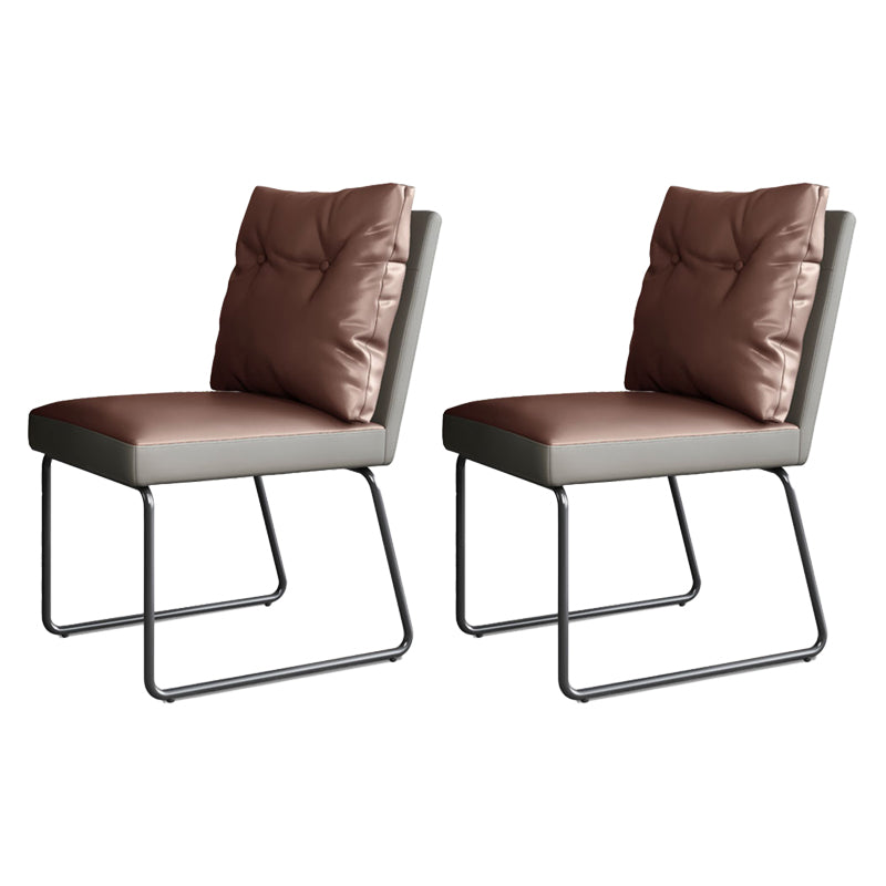 Minimalist Style Leather Dining Chairs Armless Solid Back Chair for Home