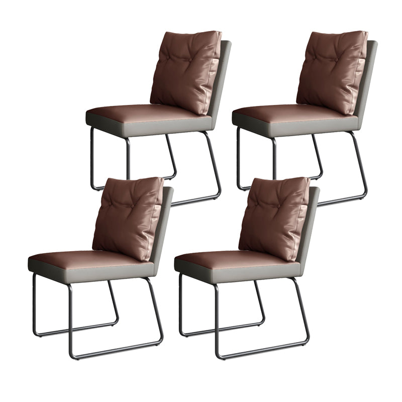 Minimalist Style Leather Dining Chairs Armless Solid Back Chair for Home