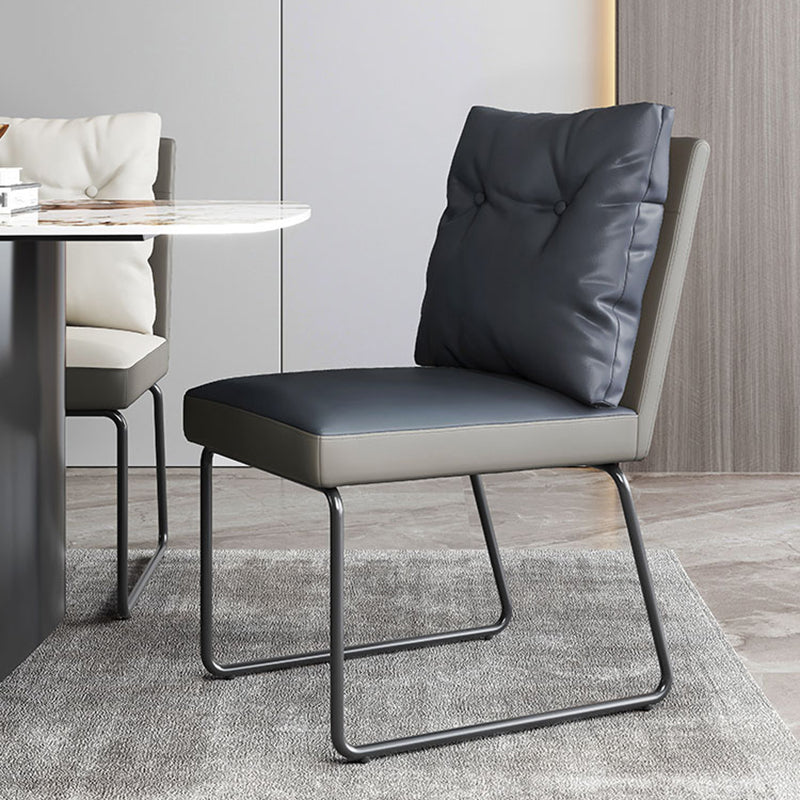 Minimalist Style Leather Dining Chairs Armless Solid Back Chair for Home