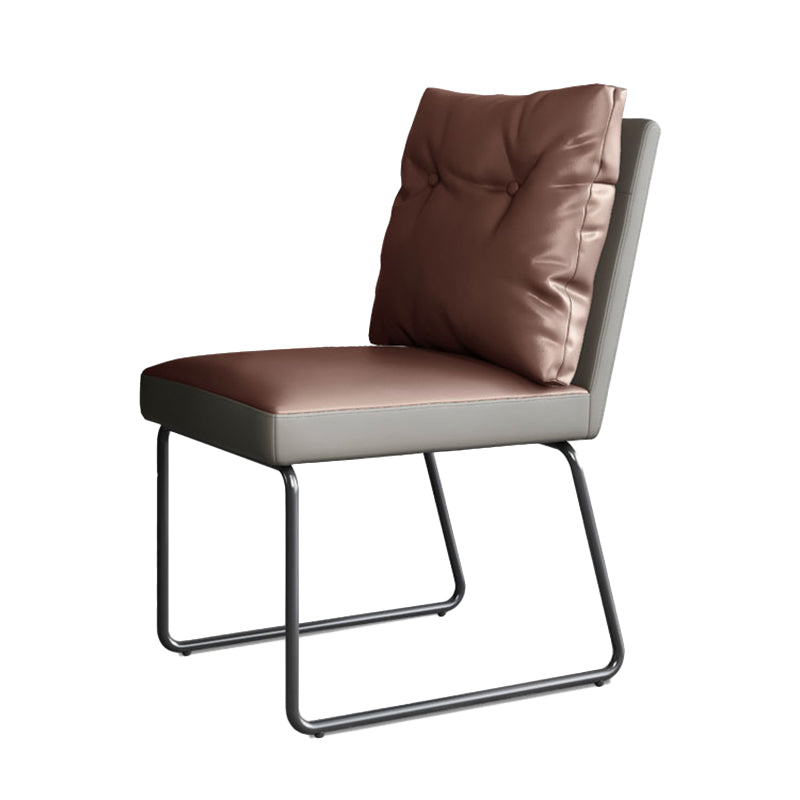 Minimalist Style Leather Dining Chairs Armless Solid Back Chair for Home