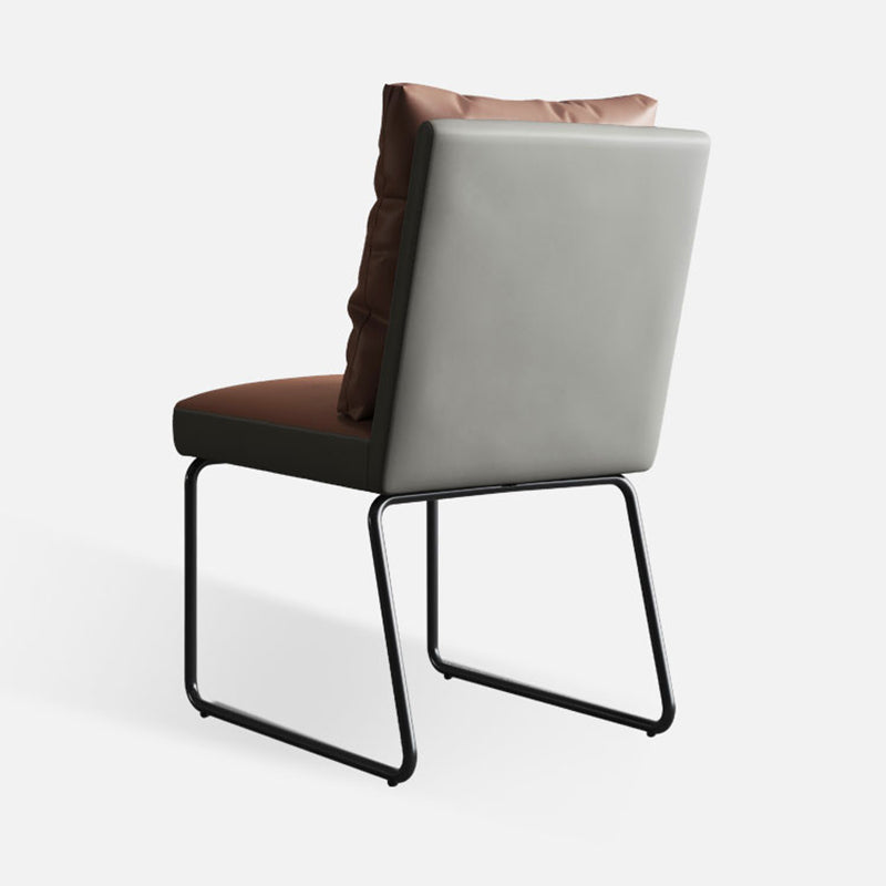 Minimalist Style Leather Dining Chairs Armless Solid Back Chair for Home