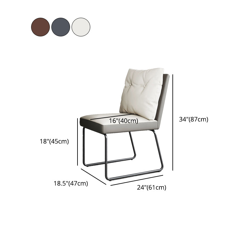 Minimalist Style Leather Dining Chairs Armless Solid Back Chair for Home