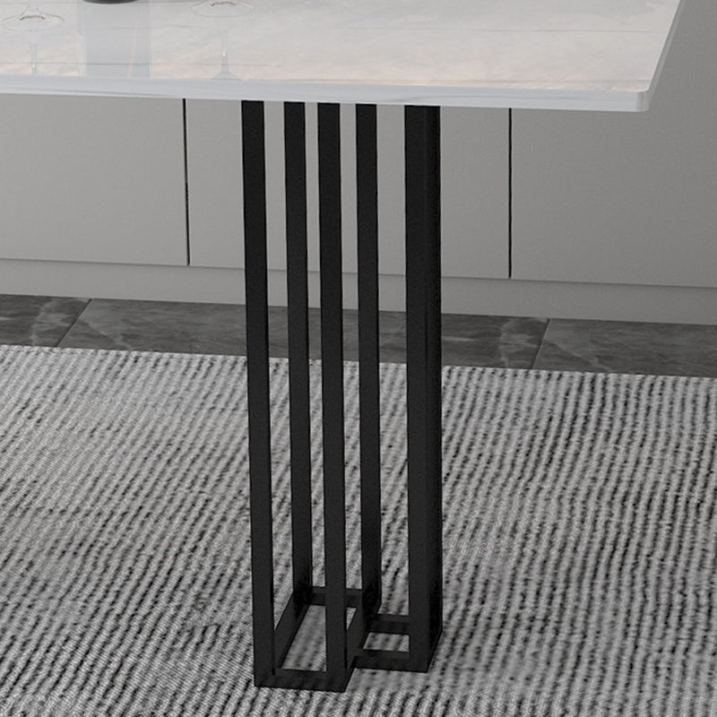 Industrial Black Steel Bar Dining Table White Stone Top Rectangle Indoor Bistro Table