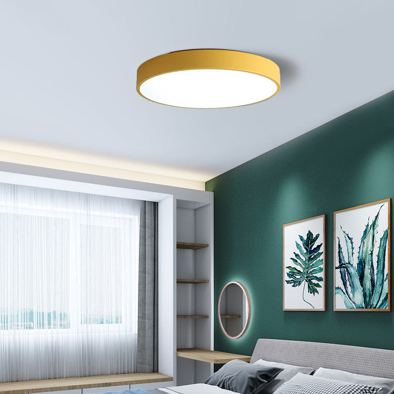 Iron Macaron Colorful Ceiling Lamp Circle Simple Bedroom Flush Mount Light