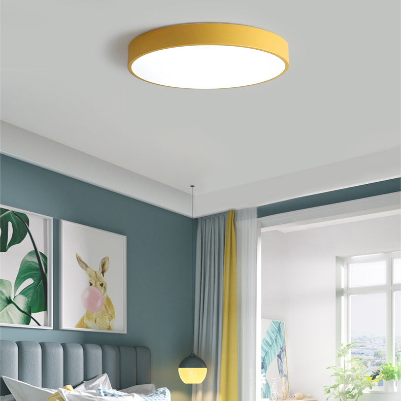 Iron Macaron Colorful Ceiling Lamp Circle Simple Bedroom Flush Mount Light