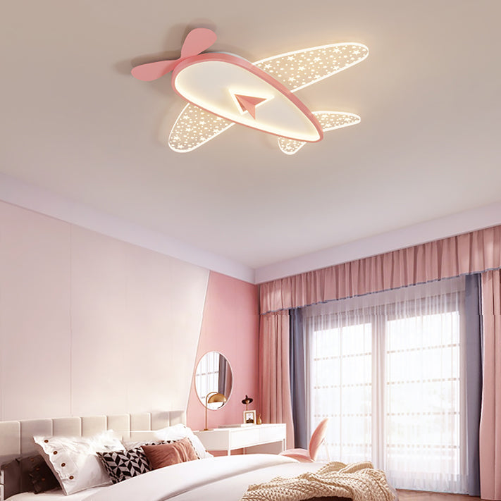 Plane Shape Metal Flush Ceiling Light Kid Style 6 Lights Flush Ceiling Light Fixtures