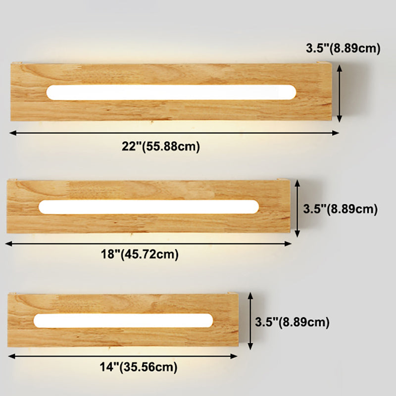 Moderne eenvoudige stijl houten ijdelheid spiegel licht rechthoek led ijdelheid lamp voor slaapkamer