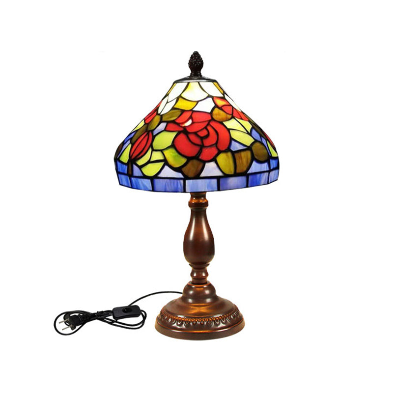 1 Light Geometric Night Table Lamps Tiffany Style Glass Table Lamp